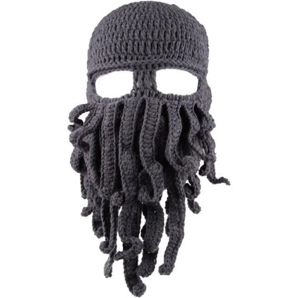 Men Blue Bearded Beanie Octopus Pirate Vagabond Hat